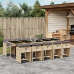 vidaXL Set mobilier grădină cu perne, 11 piese bej combinat poliratan vidaXL Set mobilier grădină cu perne, 11 piese bej combinat poliratan