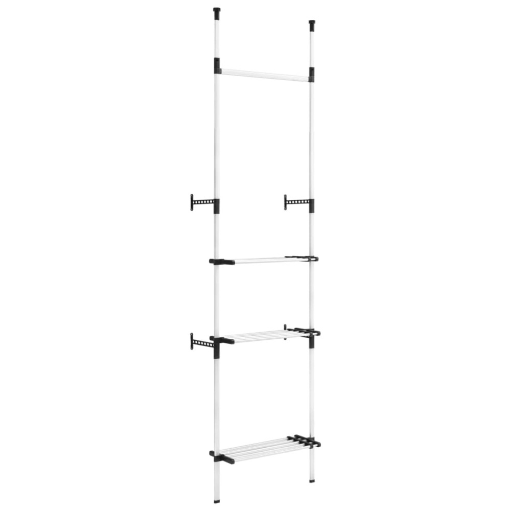vidaXL Sistem șifonier telescopic, cu bare și raft, aluminiu