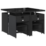 vidaXL Set mobilier de grădină cu perne, 9 piese, negru, poliratan vidaXL Set mobilier de grădină cu perne, 9 piese, negru, poliratan