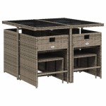 vidaXL Set mobilier grădină cu perne, 9 piese, gri, poliratan