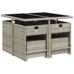 vidaXL Set mobilier grădină cu perne, 9 piese, gri deschis, poliratan vidaXL Set mobilier grădină cu perne, 9 piese, gri deschis, poliratan