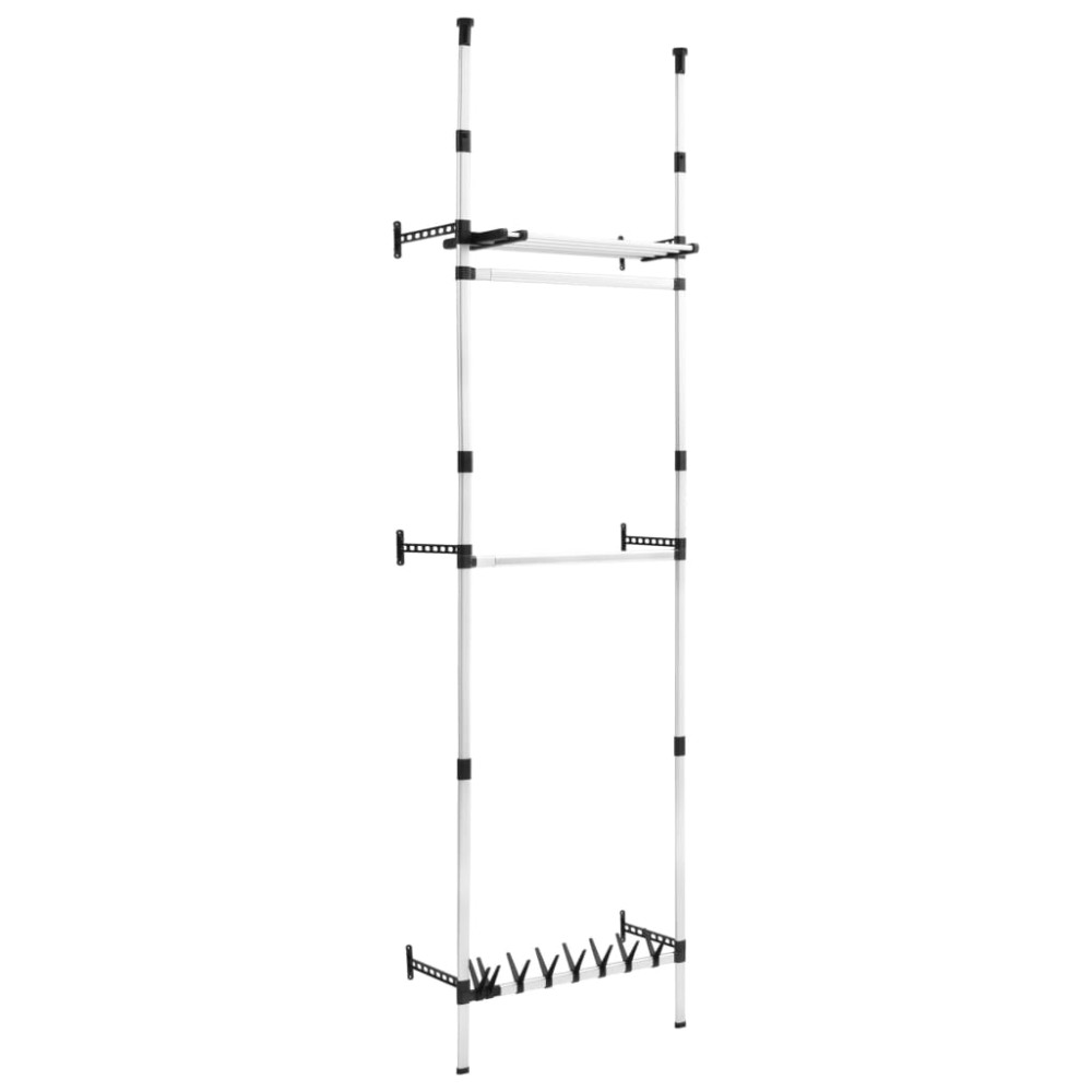 vidaXL Sistem șifonier telescopic, cu bare și raft, aluminiu