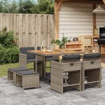 vidaXL Set mobilier grădină cu perne, 9 piese, gri, poliratan vidaXL Set mobilier grădină cu perne, 9 piese, gri, poliratan