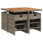 vidaXL Set mobilier grădină cu perne, 9 piese, gri, poliratan vidaXL Set mobilier grădină cu perne, 9 piese, gri, poliratan