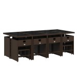 vidaXL Set mobilier de grădină, 13 piese, maro, cu perne, poliratan vidaXL Set mobilier de grădină, 13 piese, maro, cu perne, poliratan