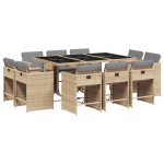 vidaXL Set mobilier grădină cu perne, 11 piese bej combinat poliratan vidaXL Set mobilier grădină cu perne, 11 piese bej combinat poliratan