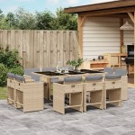 vidaXL Set mobilier grădină cu perne, 11 piese bej combinat poliratan vidaXL Set mobilier grădină cu perne, 11 piese bej combinat poliratan