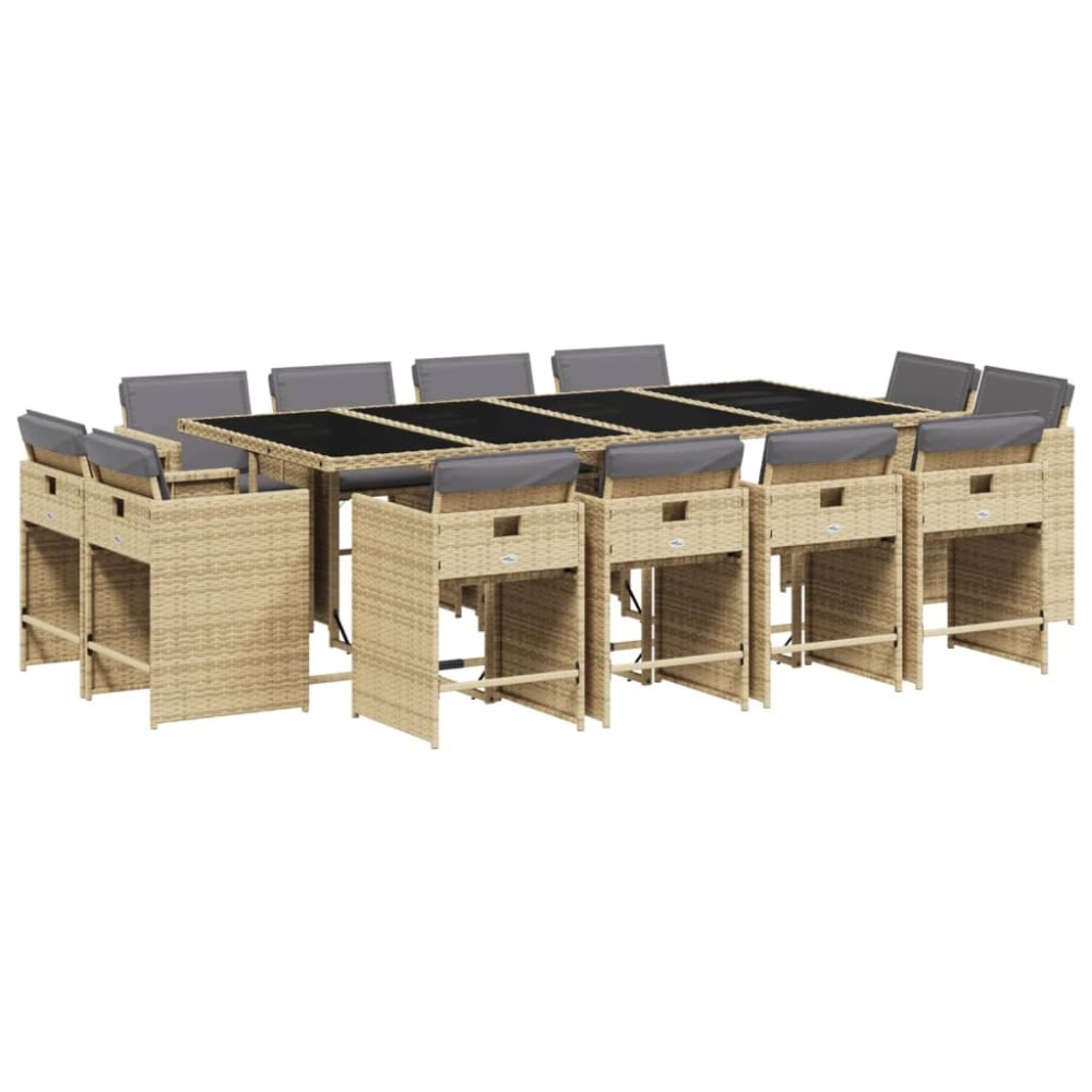 vidaXL Set mobilier grădină cu perne, 13 piese, bej combinat poliratan