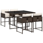 vidaXL Set mobilier de grădină, 5 piese, cu perne, maro, poliratan vidaXL Set mobilier de grădină, 5 piese, cu perne, maro, poliratan