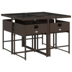 vidaXL Set mobilier de grădină, 5 piese, cu perne, maro, poliratan vidaXL Set mobilier de grădină, 5 piese, cu perne, maro, poliratan