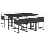 vidaXL Set mobilier de grădină cu perne, 7 piese, negru, poliratan vidaXL Set mobilier de grădină cu perne, 7 piese, negru, poliratan