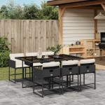 vidaXL Set mobilier de grădină cu perne, 7 piese, negru, poliratan vidaXL Set mobilier de grădină cu perne, 7 piese, negru, poliratan