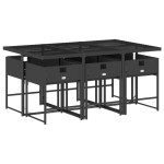 vidaXL Set mobilier de grădină cu perne, 7 piese, negru, poliratan vidaXL Set mobilier de grădină cu perne, 7 piese, negru, poliratan