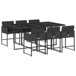 vidaXL Set mobilier de grădină cu perne, 7 piese, negru, poliratan vidaXL Set mobilier de grădină cu perne, 7 piese, negru, poliratan