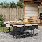 vidaXL Set mobilier de grădină cu perne, 7 piese, negru, poliratan vidaXL Set mobilier de grădină cu perne, 7 piese, negru, poliratan