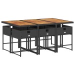 vidaXL Set mobilier de grădină cu perne, 7 piese, negru, poliratan vidaXL Set mobilier de grădină cu perne, 7 piese, negru, poliratan