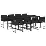 vidaXL Set mobilier de grădină cu perne, 9 piese, negru, poliratan vidaXL Set mobilier de grădină cu perne, 9 piese, negru, poliratan