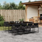 vidaXL Set mobilier de grădină cu perne, 9 piese, negru, poliratan vidaXL Set mobilier de grădină cu perne, 9 piese, negru, poliratan
