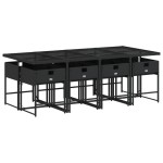 vidaXL Set mobilier de grădină cu perne, 9 piese, negru, poliratan vidaXL Set mobilier de grădină cu perne, 9 piese, negru, poliratan