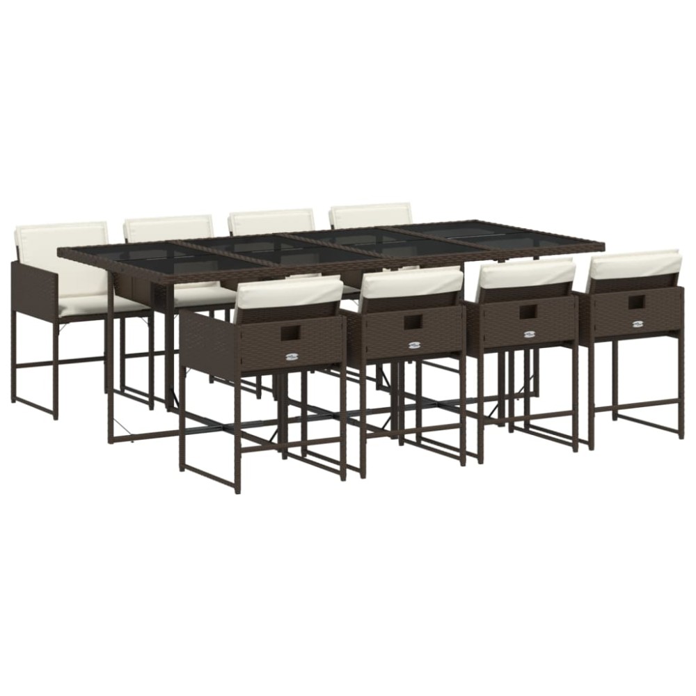 vidaXL Set mobilier de grădină cu perne, 9 piese, maro, poliratan
