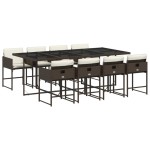 vidaXL Set mobilier de grădină cu perne, 9 piese, maro, poliratan