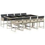 vidaXL Set mobilier grădină cu perne, 9 piese, gri deschis, poliratan
