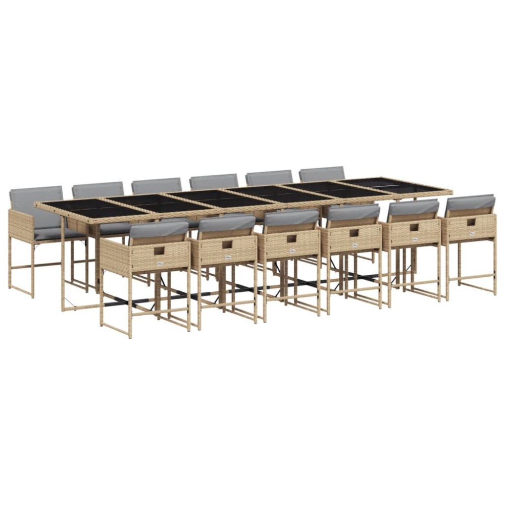 vidaXL Set mobilier grădină cu perne, 13 piese, bej combinat poliratan