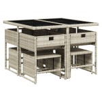 vidaXL Set mobilier grădină cu perne, 9 piese, gri deschis, poliratan