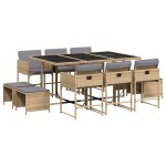 vidaXL Set mobilier grădină cu perne, 11 piese bej combinat poliratan vidaXL Set mobilier grădină cu perne, 11 piese bej combinat poliratan