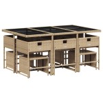 vidaXL Set mobilier grădină cu perne, 11 piese bej combinat poliratan vidaXL Set mobilier grădină cu perne, 11 piese bej combinat poliratan