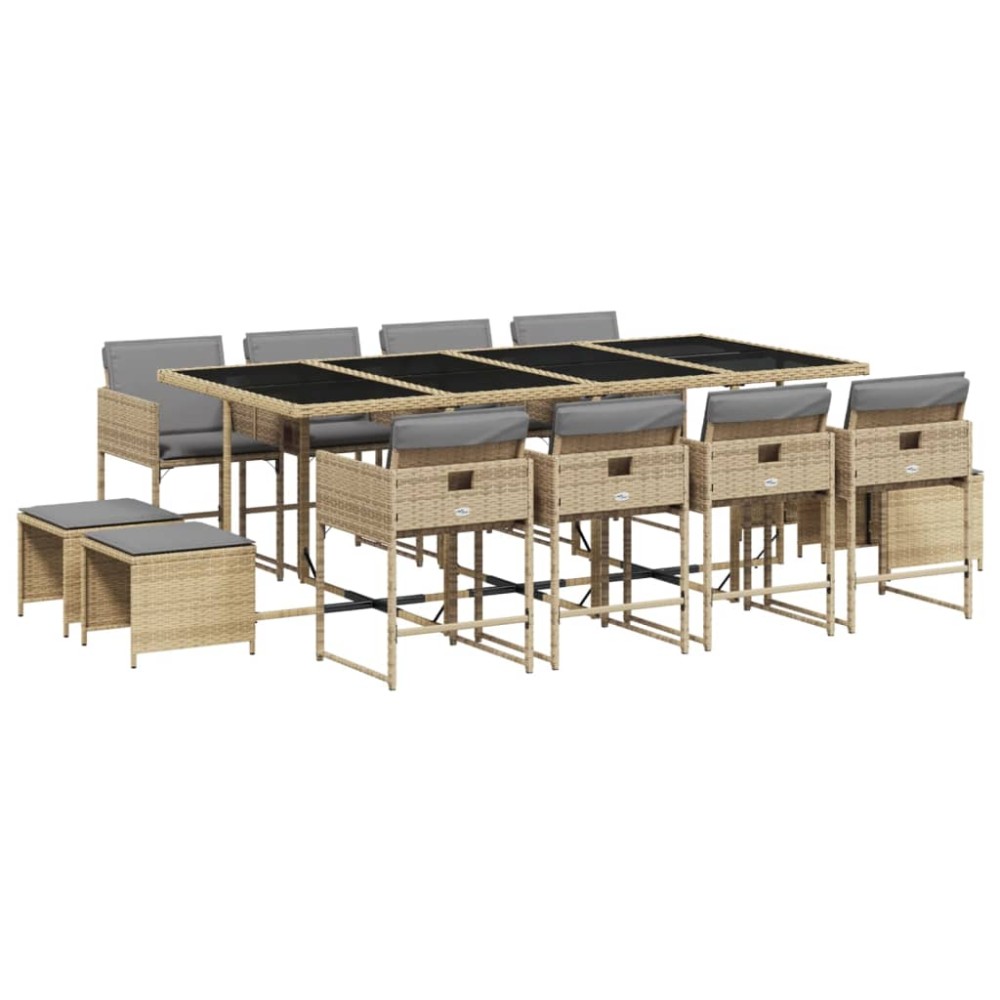 vidaXL Set mobilier grădină cu perne, 13 piese, bej combinat poliratan