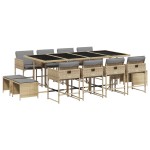 vidaXL Set mobilier grădină cu perne, 13 piese, bej combinat poliratan
