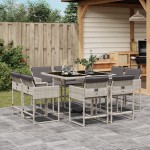 vidaXL Set mobilier grădină cu perne, 9 piese, gri deschis, poliratan vidaXL Set mobilier grădină cu perne, 9 piese, gri deschis, poliratan