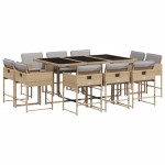 vidaXL Set mobilier grădină cu perne, 11 piese bej combinat poliratan