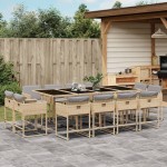 vidaXL Set mobilier grădină cu perne, 13 piese, bej combinat poliratan