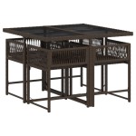vidaXL Set mobilier de grădină, 5 piese, cu perne, maro, poliratan vidaXL Set mobilier de grădină, 5 piese, cu perne, maro, poliratan