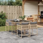 vidaXL Set mobilier pentru grădină, 5 piese, cu perne, bej, poliratan vidaXL Set mobilier pentru grădină, 5 piese, cu perne, bej, poliratan