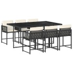 vidaXL Set mobilier de grădină cu perne, 7 piese, negru, poliratan vidaXL Set mobilier de grădină cu perne, 7 piese, negru, poliratan
