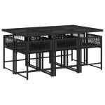 vidaXL Set mobilier de grădină cu perne, 7 piese, negru, poliratan vidaXL Set mobilier de grădină cu perne, 7 piese, negru, poliratan