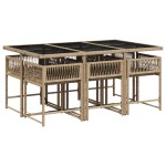 vidaXL Set mobilier pentru grădină, 7 piese, cu perne, bej, poliratan vidaXL Set mobilier pentru grădină, 7 piese, cu perne, bej, poliratan