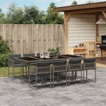 vidaXL Set mobilier grădină cu perne, 9 piese, gri, poliratan vidaXL Set mobilier grădină cu perne, 9 piese, gri, poliratan