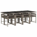 vidaXL Set mobilier grădină cu perne, 9 piese, gri, poliratan vidaXL Set mobilier grădină cu perne, 9 piese, gri, poliratan