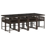 vidaXL Set mobilier de grădină cu perne, 9 piese, maro, poliratan