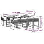 vidaXL Set mobilier de grădină cu perne, 9 piese, maro, poliratan