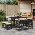 vidaXL Set mobilier de grădină cu perne, 9 piese, negru, poliratan vidaXL Set mobilier de grădină cu perne, 9 piese, negru, poliratan