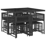 vidaXL Set mobilier de grădină cu perne, 9 piese, negru, poliratan vidaXL Set mobilier de grădină cu perne, 9 piese, negru, poliratan