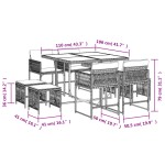 vidaXL Set mobilier grădină cu perne, 9 piese, gri, poliratan