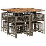 vidaXL Set mobilier grădină cu perne, 9 piese, gri, poliratan