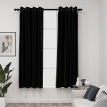 vidaXL Perdele opace, aspect pânză, ocheți, 2 buc., negru, 140x175 cm vidaXL Perdele opace, aspect pânză, ocheți, 2 buc., negru, 140x175 cm
