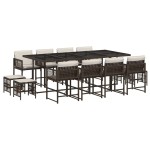 vidaXL Set mobilier de grădină, 13 piese, maro, cu perne, poliratan